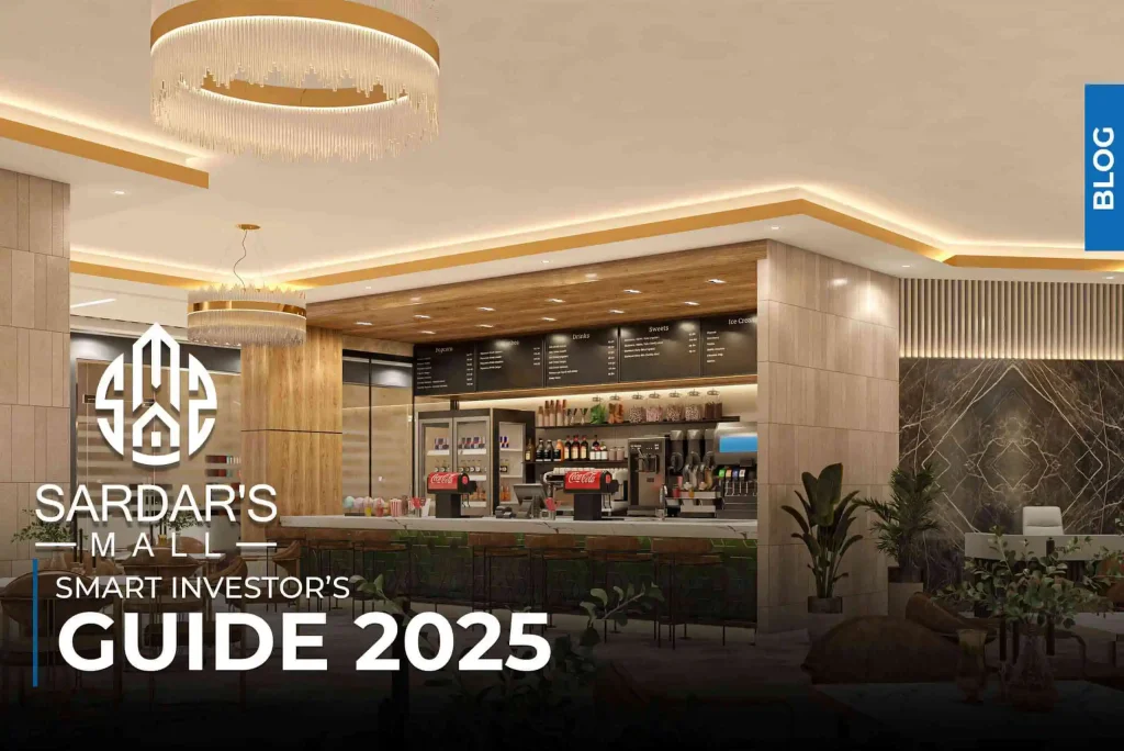Modern interior of Sardar’s Mall with coffee shop and investor’s guide 2025 blog banner